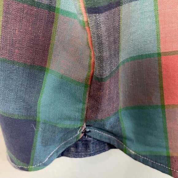 L.L. Bean Pastel Plaid Short Sleeve Shirt Size Large - Picture 5 of 9